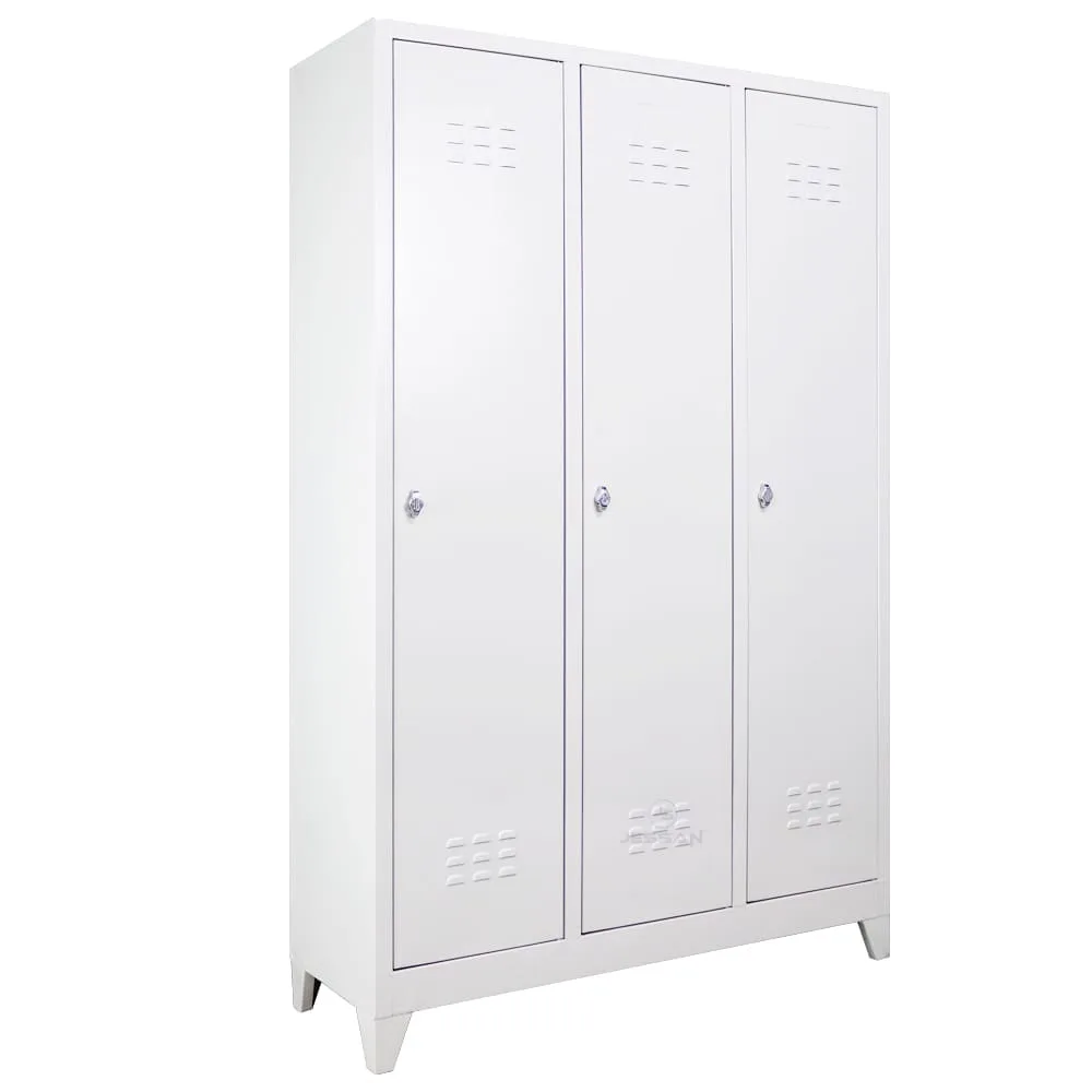 Jessan 3 Doors Eco Metal Locker Storage Cabinet Gray